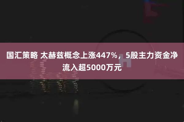 国汇策略 太赫兹概念上涨447%，5股主力资金净流入超5000万元